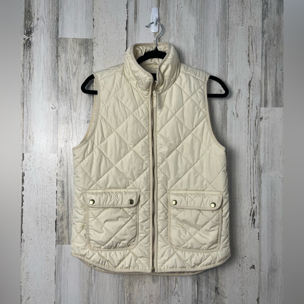 J. Crew Down Excursion Vest Recycled Poly Primalof Off White size small
